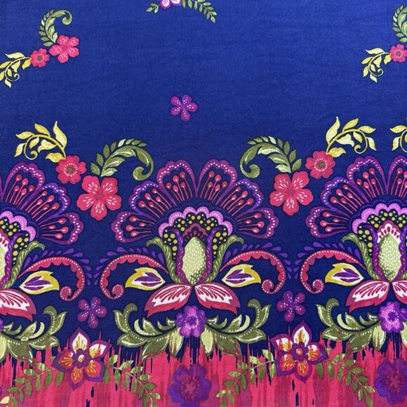 Plus Size Slinky Brand Stretchy Blue & Red Floral Top Size 1X Flattering Shaping - Picture 13 of 16